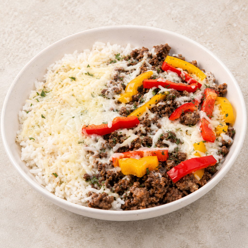 Ground Beef Philly Cheesesteak Bowl